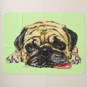 Funny Sherpa Blanket mit Mops Dog - Ihre Farbe Sherpadecke