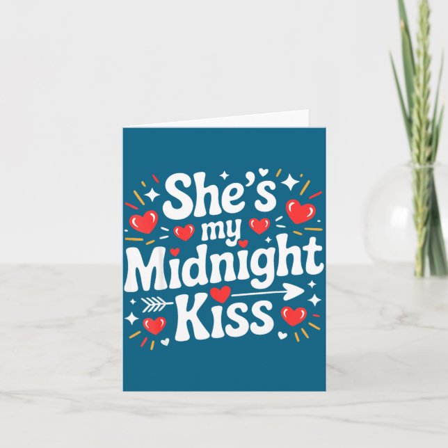Funny She's My Midnight Kiss Valentine Matching Co Karte (Vorderseite)