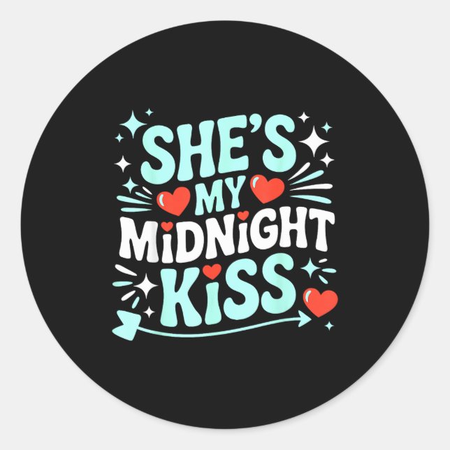 Funny She's My Midnight Kiss Valentine Matching Co Runder Aufkleber (Vorderseite)