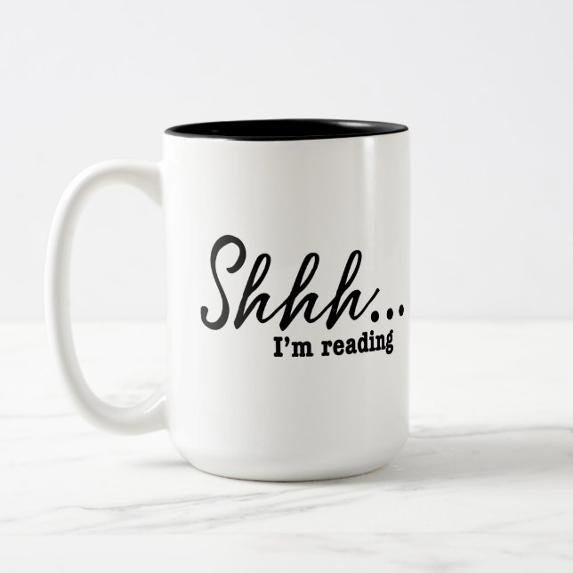 Funny Shhh...Ich lese Reader Zweifarbige Tasse (Links)