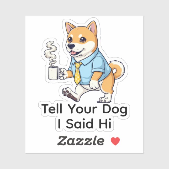 Funny  Shiba Inu Dog Business Suit Coffee  Aufkleber (Blatt)