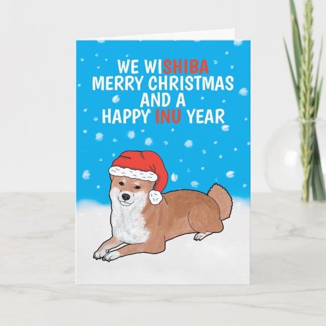Funny Shiba Inu Dog Pun Frohe Weihnachten (Vorderseite)