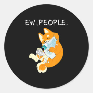 Funny Shiba Inu Ew people doft Runder Aufkleber