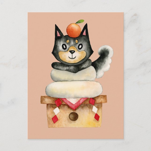 Funny Shiba Inu Hund Japanisch Neujahr Postkarte (Vorderseite)