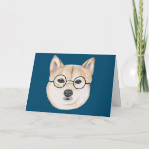 Funny Shiba Inu Hund mit Oversized Glasses Karte