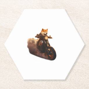 Funny , Shiba Inu, Motorrad, Hund, Puppe, Männer, Untersetzer