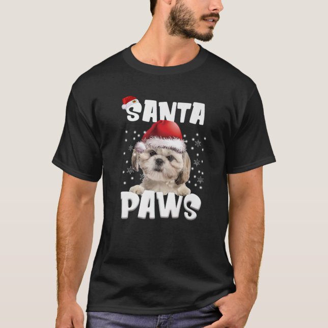 Funny Shih Tzu Christmas Lights Tree Dog Lover Xma T-Shirt (Vorderseite)