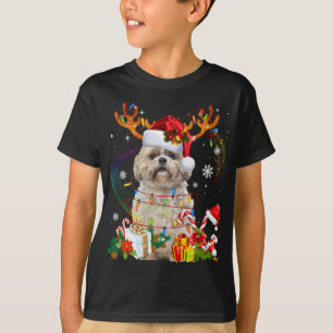 Funny Shih Tzu Christmas Reindeer Weihnachtslicht T-Shirt