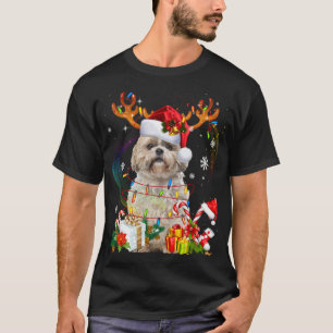 Funny Shih Tzu Christmas Reindeer Weihnachtslicht T-Shirt