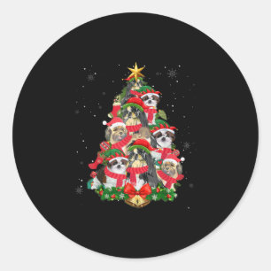 Funny Shih Tzu Christmas Tree Dog Lover Xmas Santa Runder Aufkleber
