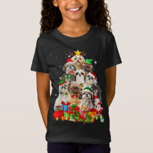 Funny Shih Tzu Christmas Tree Lights Welppy Dog Lo T-Shirt