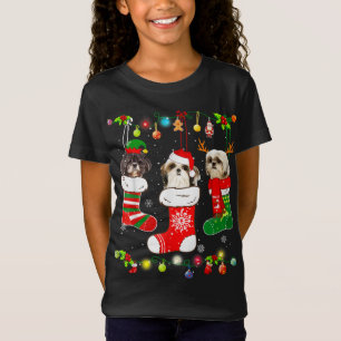 Funny Shih Tzu Dog Christmas Lights Puppy Dog Lieb T-Shirt