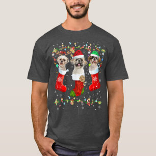 Funny Shih Tzu Dog Christmas Lights Puppy Dog Lieb T-Shirt