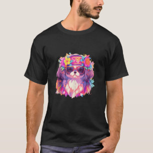 Funny Shih Tzu Dog Hippie Men Frauen Blumentier Hu T-Shirt