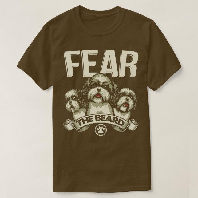 Funny Shih Tzu fürchtet den Bart  T-Shirt (Design vorne)