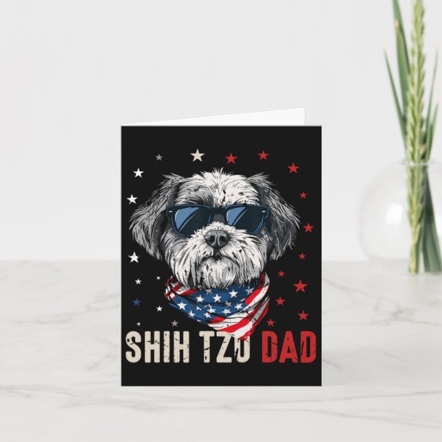 Funny Shih Tzu Vater Usa Stars 4. Juli Väter D Karte (Vorderseite)