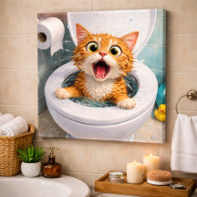 Funny Shocked cat in the toilet bowl