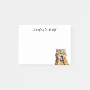 FUNNY SHOCKED RED TABBY CAT MIT NAMEN POST-IT KLEBEZETTEL