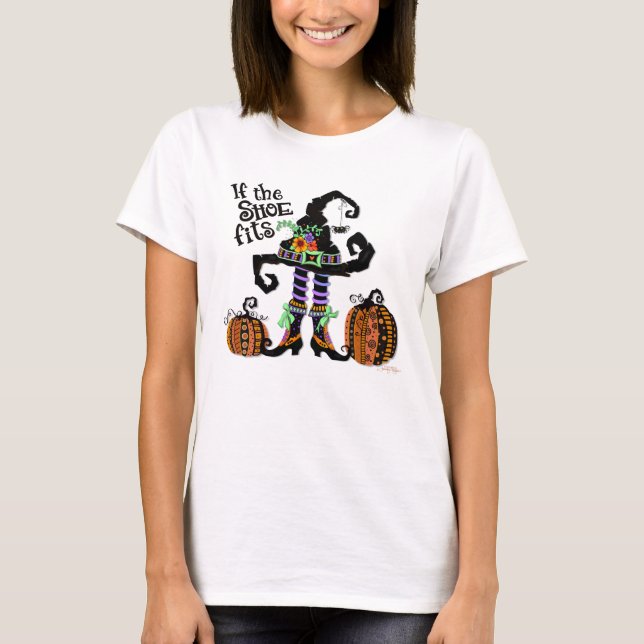 Funny Shoe Hexe Pumpkins Halloween T-Shirt (Vorderseite)