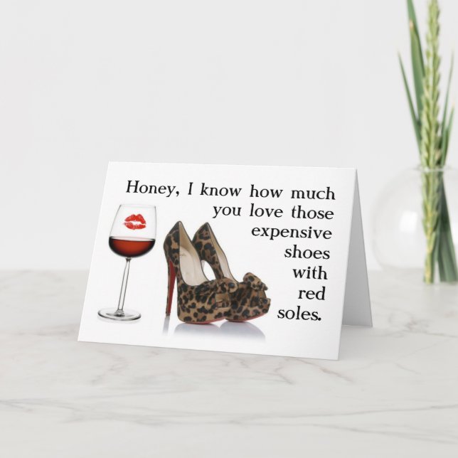FUNNY SHOY UND RED WEIN BIRTHDAY CARD KARTE (Vorderseite)