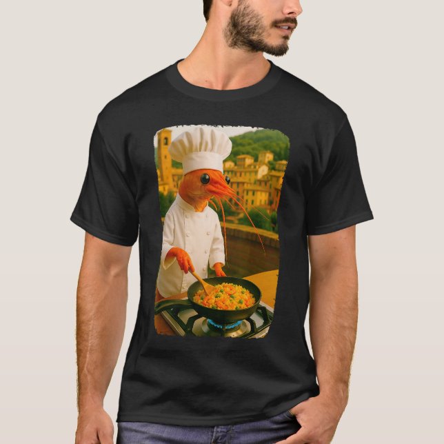 Funny Shrimp Chef Cooking Shrimp Fried Rice Meme B T-Shirt (Vorderseite)