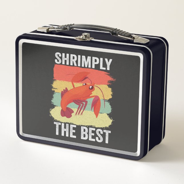 Funny Shrimp Shellfish Behielt es Shrimple Fishing Metall Brotdose (Vorderseite)