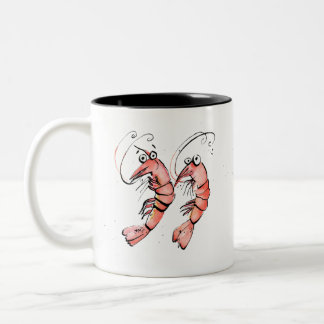 Funny Shrimps, "Shrimps the best" rosa Garnelen Ar Zweifarbige Tasse