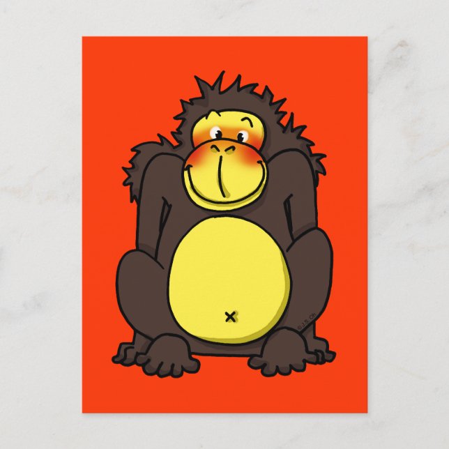 Funny shy gorilla postkarte (Vorderseite)
