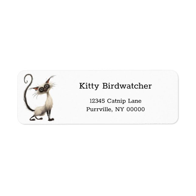 Funny Siamese Cartoon Cat Rücksendeadresse (Vorne)
