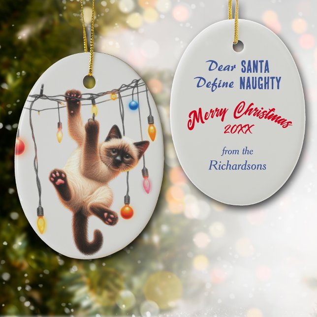 Funny Siamese Cat Definition Naughty Weihnachten Keramik Ornament (Von Creator hochgeladen)