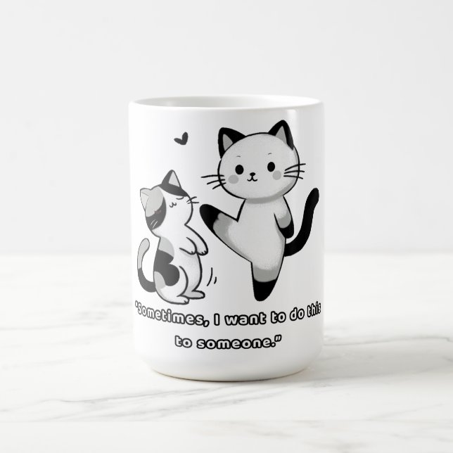 Funny Siamese Cat Kick Illustration Kaffeetasse (Mittel)