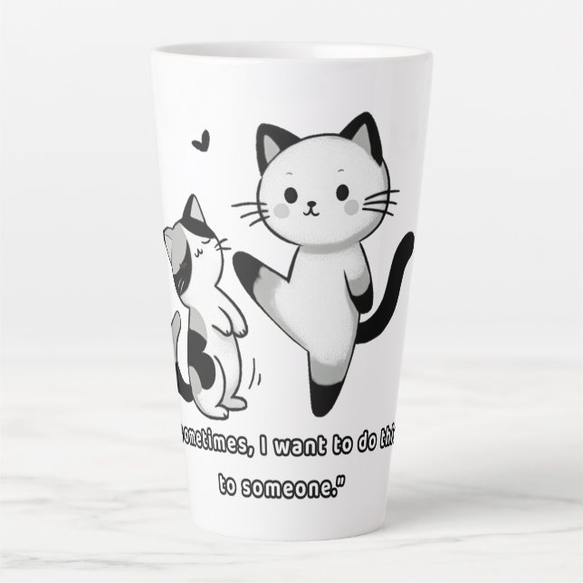 Funny Siamese Cat Kick Illustration Milchtasse (Vorderseite)