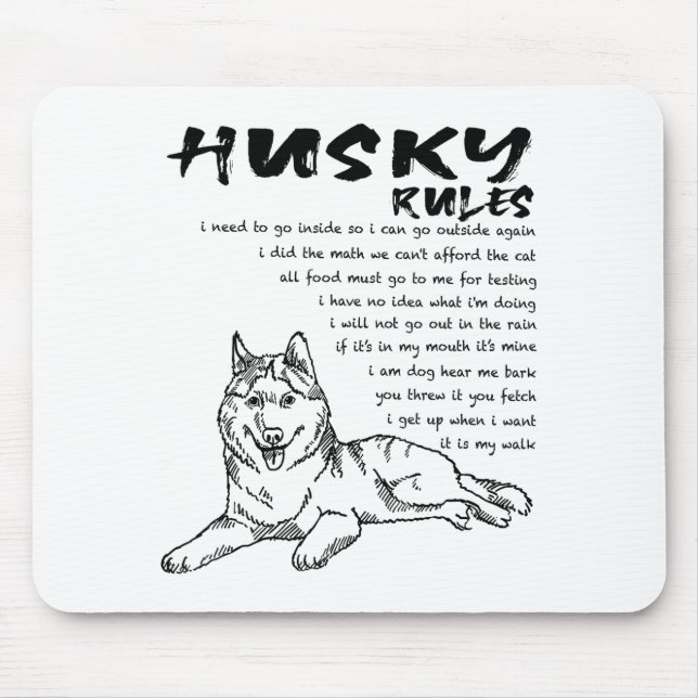 Funny Siberian Husky Dog Hand Drawn Art Men Women  Mousepad (Vorne)