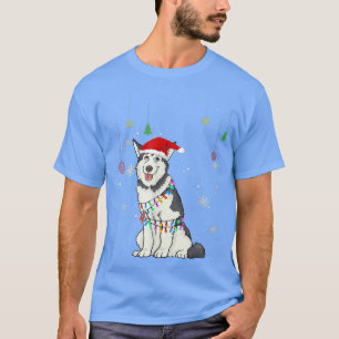 Funny Siberian Husky Hund Weihnachtsmannmütze Weih T-Shirt