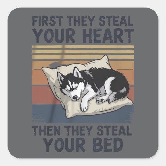 Funny Siberian Husky Pet Lovers Dog Owner  Quadratischer Aufkleber (Vorderseite)
