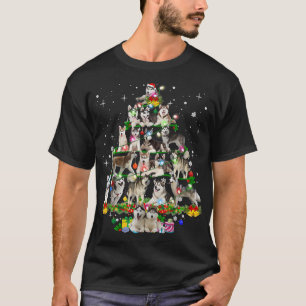 Funny Siberian Husky Weihnachtsbaum Xmas Hund Vate T-Shirt
