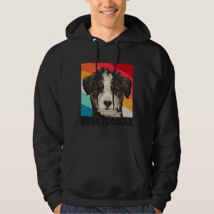 Funny Siberian Huskydoodle Art Retro Gesicht Husky Hoodie