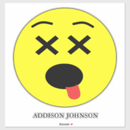 Funny Sick Emoticon Emoji Yellow Face Name 14" Aufkleber
