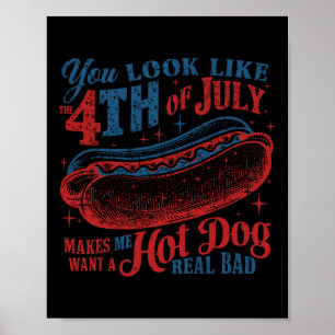 Funny Sie aussehen wie 4. Juli Hot Dog Dackel Männ Poster