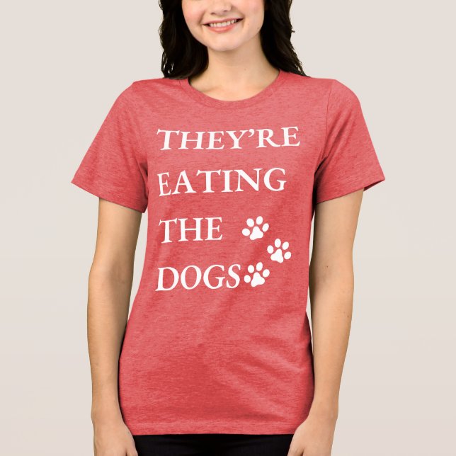 Funny, sie essen die Hunde in Springfield Tri-Blend Shirt (Vorderseite)