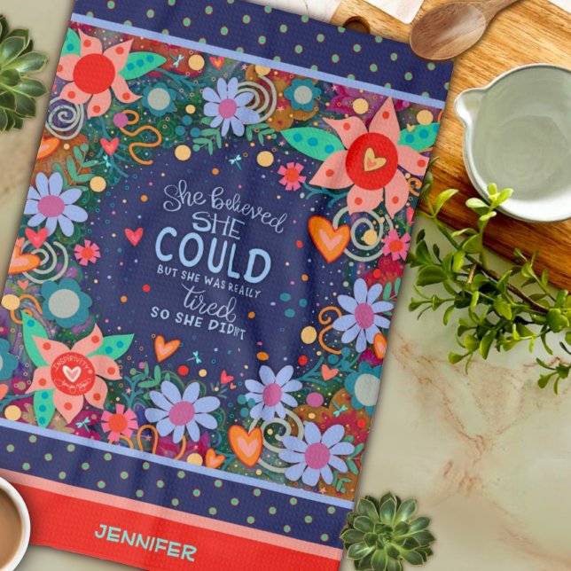 Funny Sie glaubt, müde Zitat Blumenkohl Name Geschirrtuch (Von Creator hochgeladen)