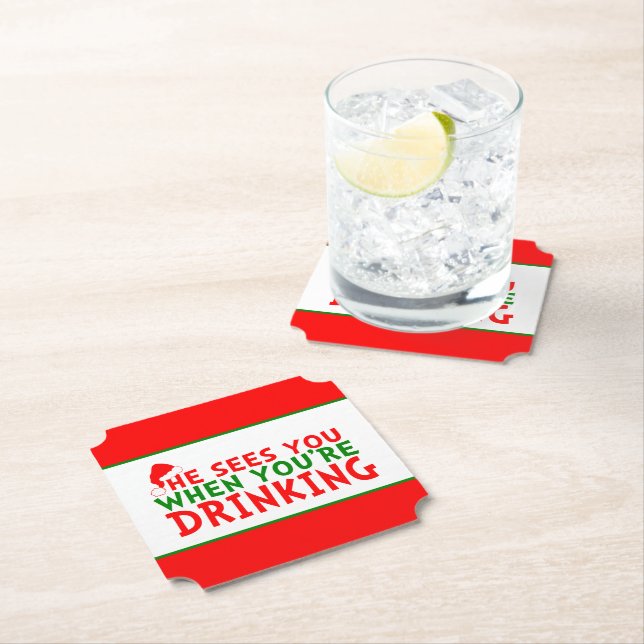 Funny sieht dich, wenn du Weihnachten trinkst Untersetzer (Vor Ort)