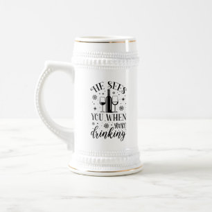 Funny sieht dich, wie du Weihnachtswortkunst trink Bierglas
