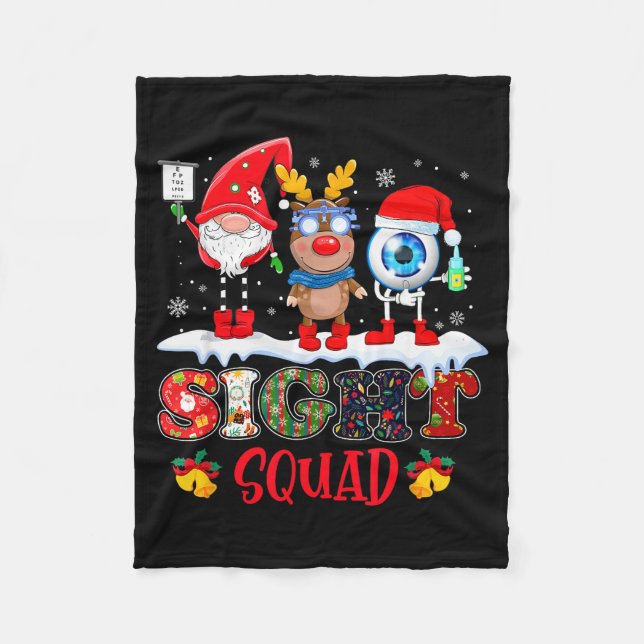 Funny Sight Squad Gnome Reindeer Santa Christmas O Fleecedecke (Vorderseite)