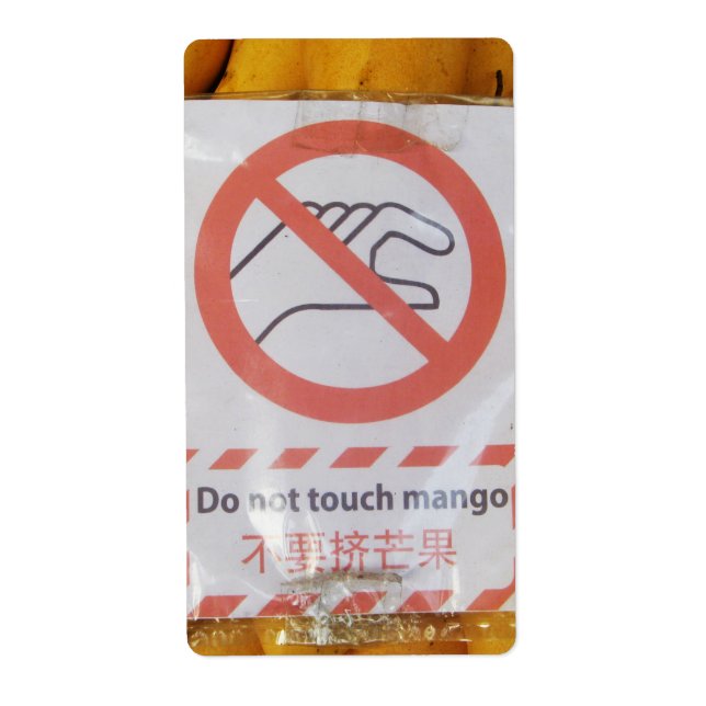 Funny Sign 'Do not Touch mango' (Vorne)