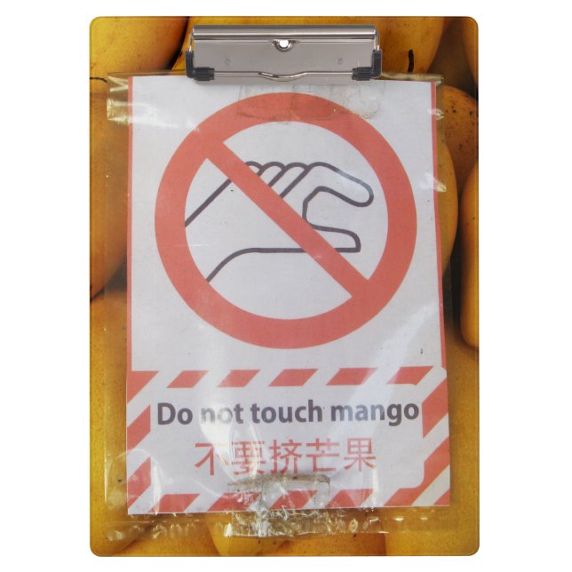 Funny Sign 'Do not Touch mango' Klemmbrett (Vorderseite)