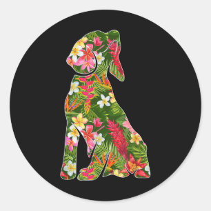 Funny Silhouette Beagle Hund Hawaiian Floral Sum Runder Aufkleber