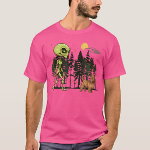 Funny Silky Terrier Alien Walking Ufo Pet Dog Mama T-Shirt