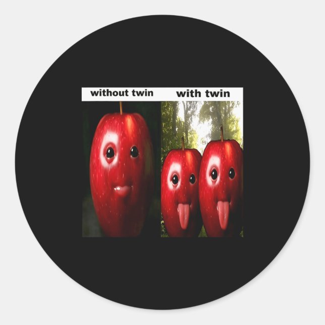 Funny Silly Ai Gen Z Meme Brainrot Humor Twins Bro Runder Aufkleber (Vorderseite)