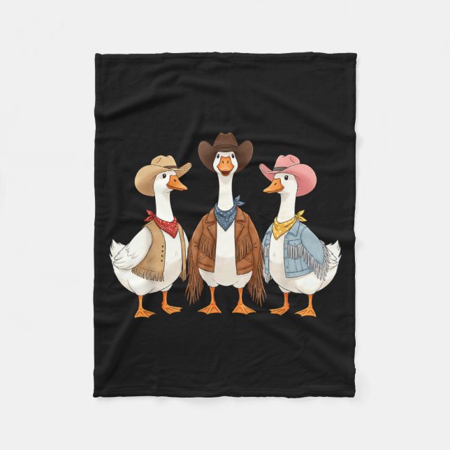 Funny Silly Goose Cowboy Western Cowgirl Goose Hum Fleecedecke (Vorderseite)
